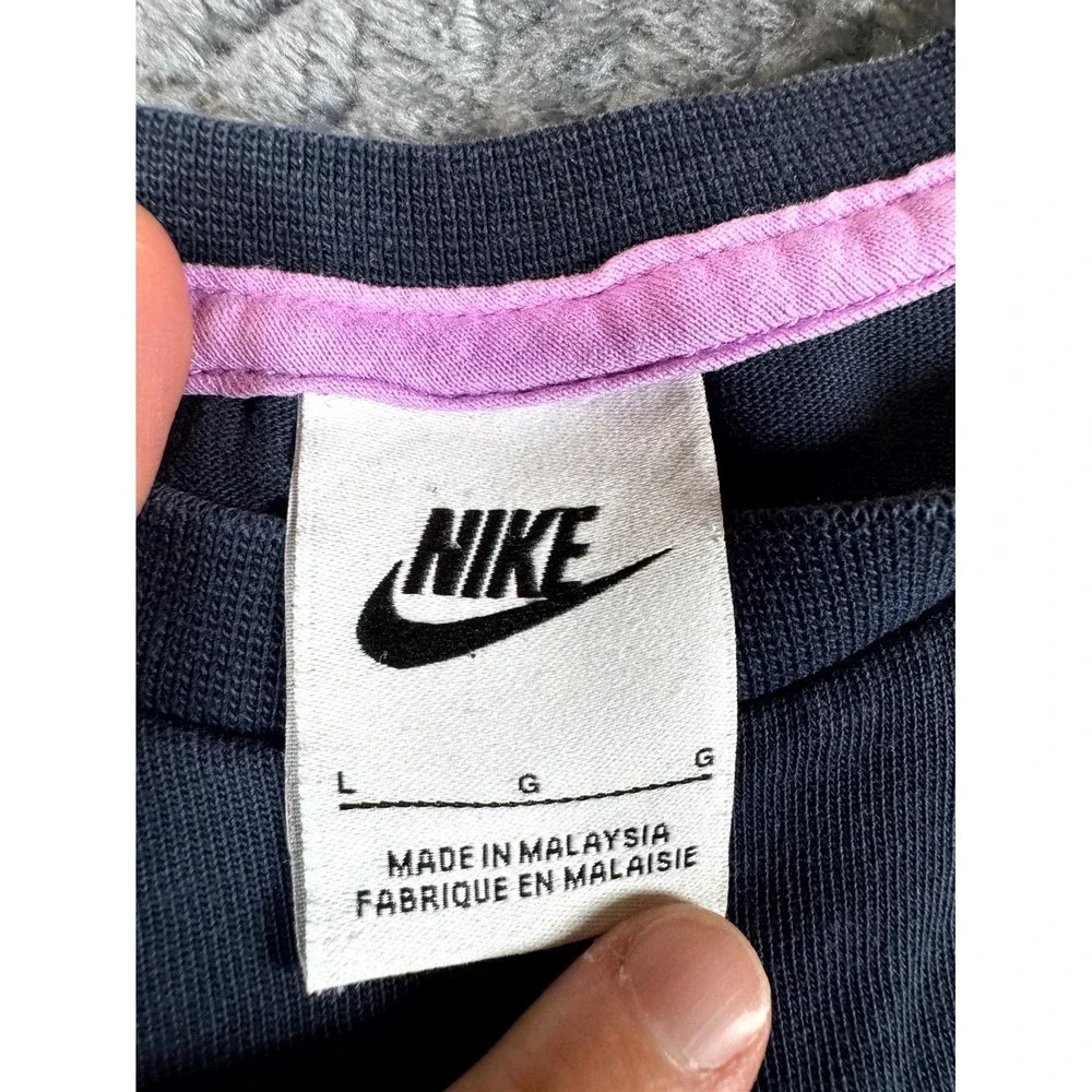 Nike Just Do It T Shirt Dress Girls L Navy Blue Cotton Crew Neck Pocket Pullover